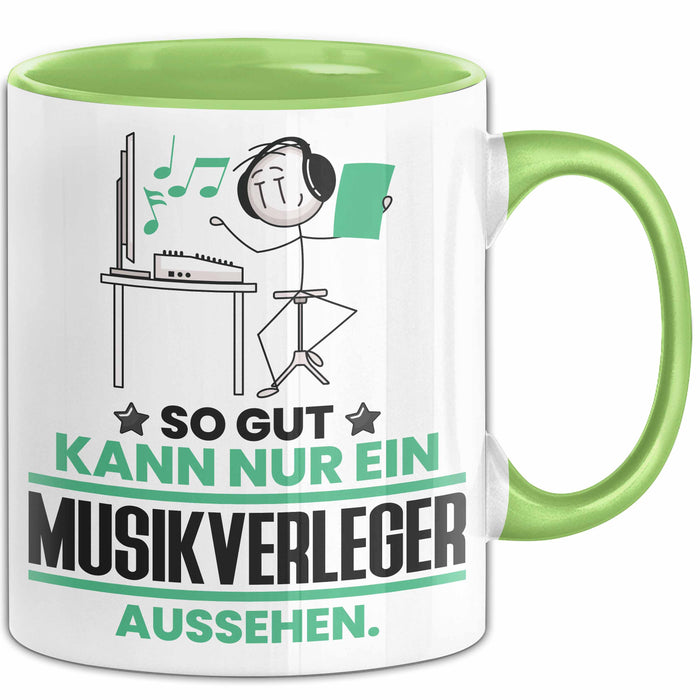 Musikverleger Geschenk Tasse So Gut Kann Nur Ein Musikverleger Aussehen Geschenkidee Kaffee-Becher Grün Trendation