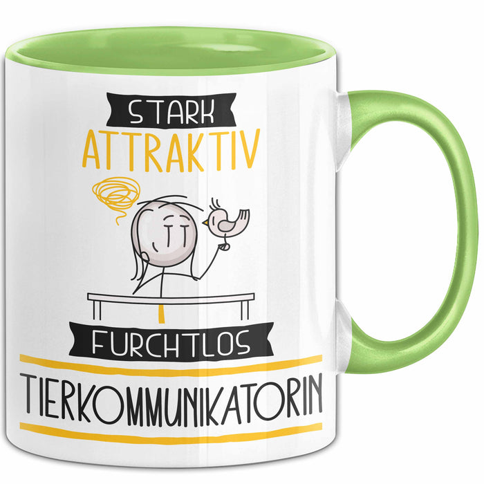 Tierkommunikatorin Tasse Geschenk Becher Stark Attraktiv Furchtlos Tierkommunikatorin Lustige Geschenkidee Grün Trendation