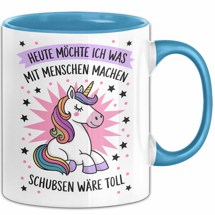 Sarkasmus Sarkastisch Tasse Geschenk Lustige Geschenkidee Spruch Heute Möchte Ich Was Mit Menschen Machen Blau Trendation