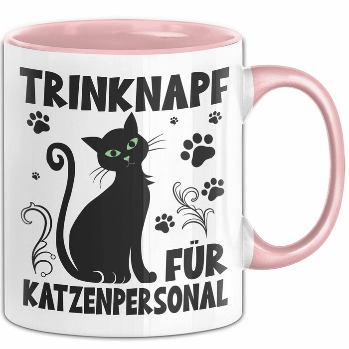 Katzen-Liebhaberin Tasse Geschenk Trinknapf Für Katzenpersonal Geschenkidee Katzenmama Kaffee-Becher Rosa Trendation