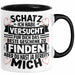Valentinstag Tasse Geschenk für Ihn Sie Männer Für Paare Freundin Geschenkidee Kaffee-Becher Liebe Schatz Ich Hab Versucht Für Dich Das Geschenk Zu Finden Aber Du Hast Ja Bereits Mich Schwarz Trendation