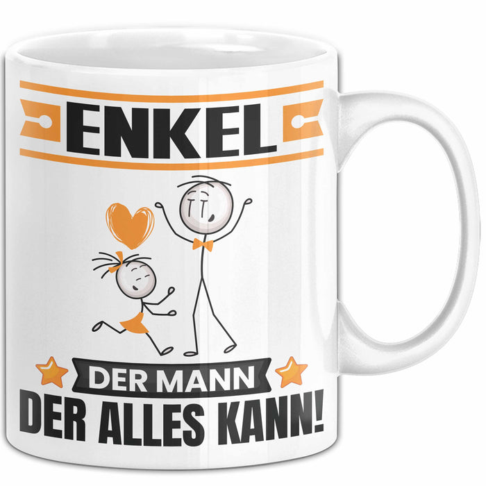 Enkel Tasse Geschenk für Enkel Der Mann Der Alles Kann Geschenkidee zum Geburtstag Weiß Trendation