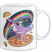 Katzen Tasse Geschenk Katze reitet Dinosaurier & isst Pizza Weiß Trendation