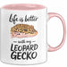 Reptil Leopardgecko Echse Tasse Geschenk Lustige Geschenkidee Spruch Das Leben Ist Besser Mit Meinem Leopardgecko Rosa Trendation