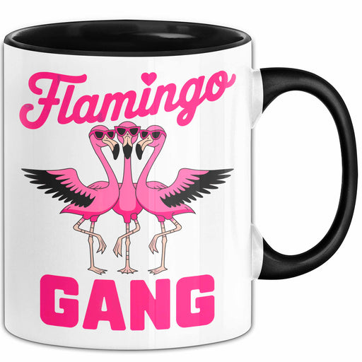 Flamingo Tier Tasse Geschenk Lustige Geschenkidee Spruch Flamingo Gang Schwarz Trendation