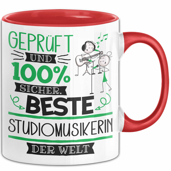 Beste Studiomusikerin Der Welt Tasse Geschenk für Eine Studiomusikerin Geprüft Und Sicher Geschenkidee Geburtstag Weihnachten Rot Trendation