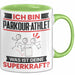 Parkour-Athlet Tasse Geschenk für Parkour-Athlet Geburtstag Lustiger Spruch Kaffee-Becher Was Ist Deine Superkraft Grün Trendation