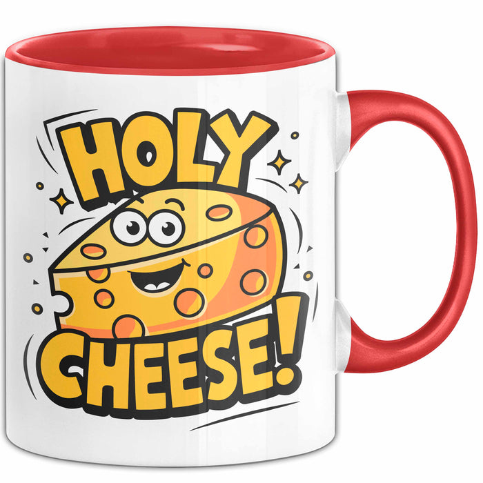 Käseliebhaber Tasse Geschenkidee Holy Cheese für Käse Esser Rot Trendation