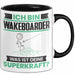 Wakeboarder Tasse Geschenk für Wakeboarder Geburtstag Lustiger Spruch Kaffee-Becher Was Ist Deine Superkraft Schwarz Trendation