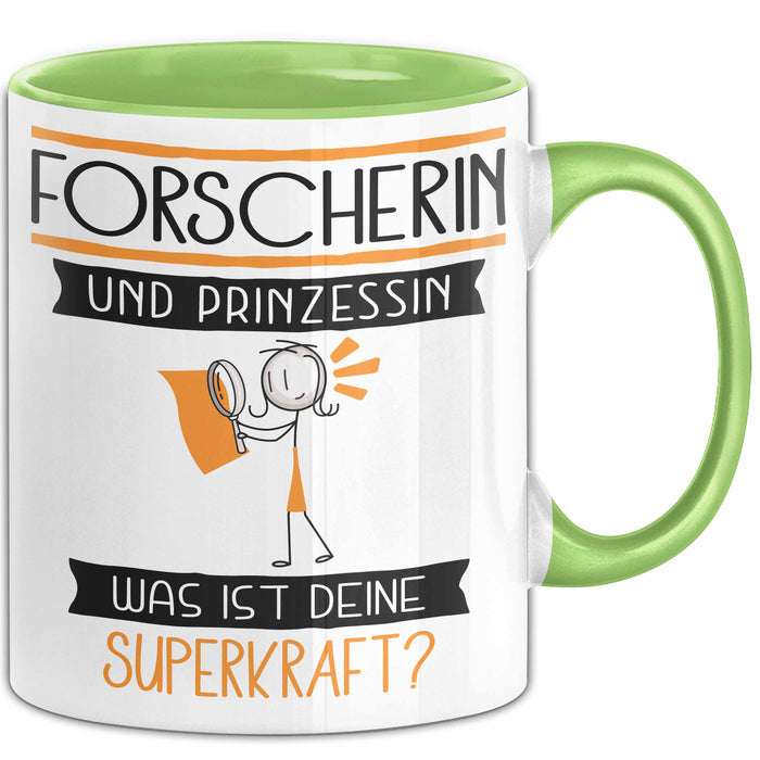 Forscherin Und Prinzessin Tasse Geschenk Für Eine Forscherin Geburtstag Was Ist Deine Superkraft Grün Trendation