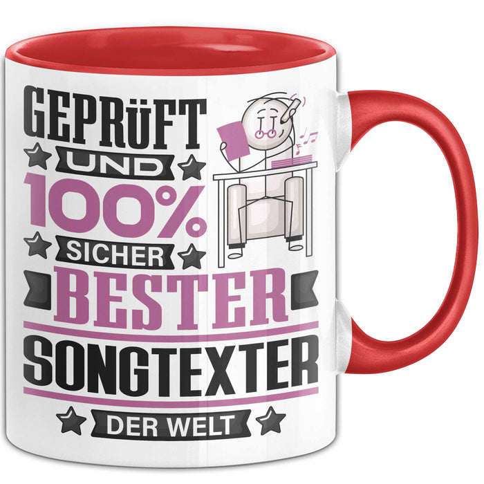 Songtexter Geschenk Lustiger Spruch für Songtexter Geschenkidee Bester Songtexter Der Welt Rot Trendation