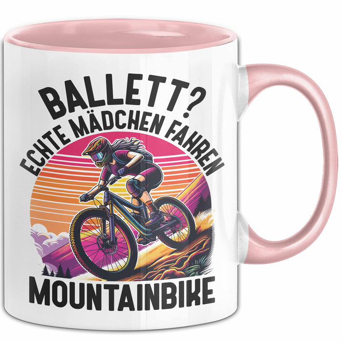 Mountainbikerin Tasse Geschenk Frauen Ballett Echte Mädchen Fahren Mountainbike Mtb Rosa Trendation