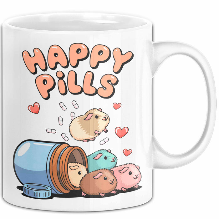 Meerschweinchen Tier Tasse Geschenk Lustige Geschenkidee Happy Pills Weiß Trendation