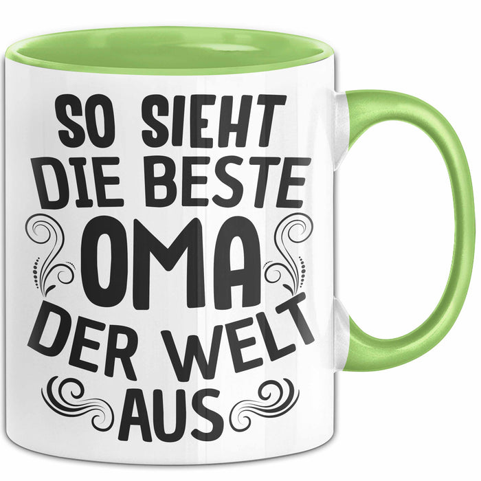 Oma Tasse Geschenk So Sieht Die Beste Oma Der Welt Aus Muttertag Grün Trendation