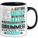 Drummer Geschenk Tasse Lustiger Spruch Erheben Sie Sich Der Drummer Betritt den Raum Schwarz Trendation