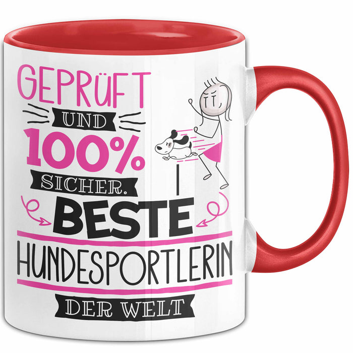 Beste Hundesportlerin Der Welt Tasse Geschenk für Eine Hundesportlerin Geprüft Und Sicher Geschenkidee Geburtstag Weihnachten Rot Trendation