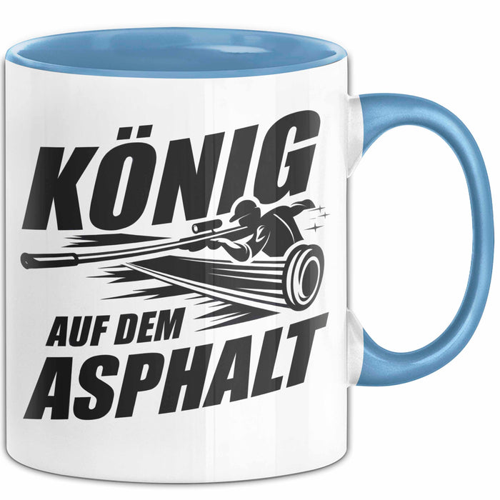 Stockschießen Tasse Geschenkidee König Auf Der Strasse Blau Trendation