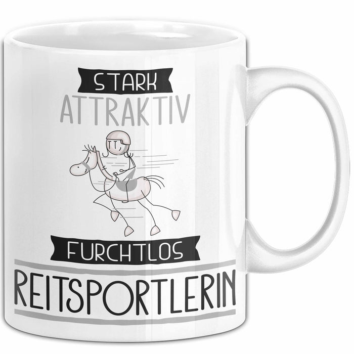 Reitsportlerin Tasse Geschenk Becher Stark Attraktiv Furchtlos Reitsportlerin Lustige Geschenkidee Weiß Trendation