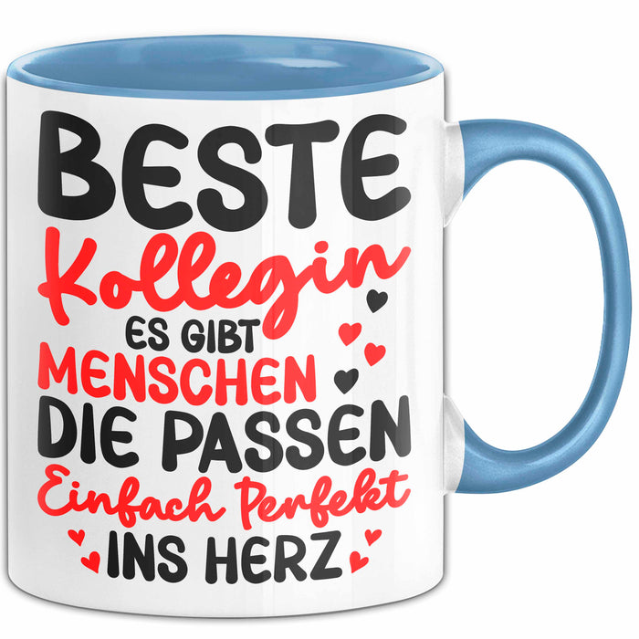 Bürokollege Tasse Geschenk Lustige Geschenkidee Spruch Beste Kollegin Blau Trendation