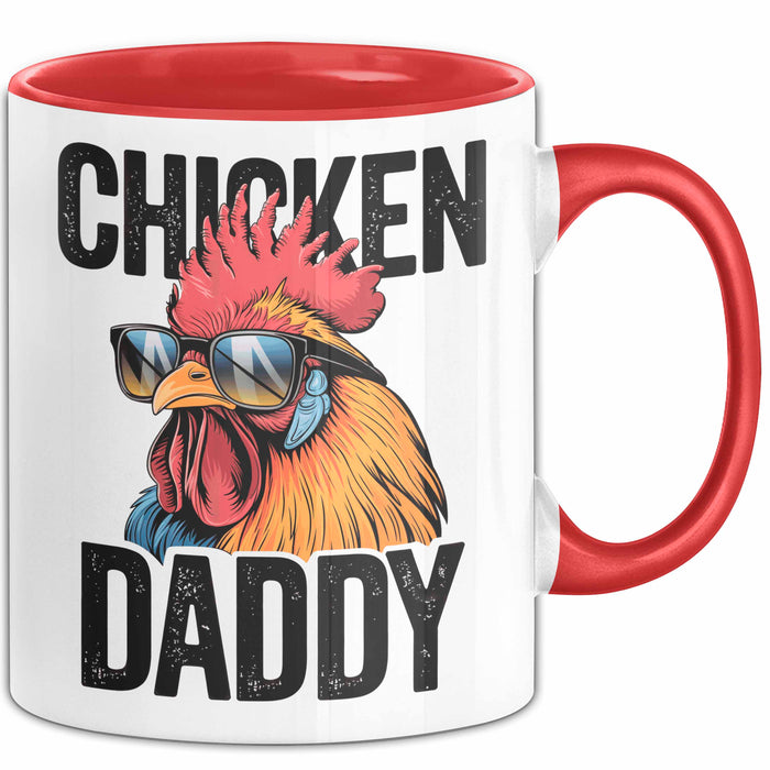 Huhn Tier Bauer Tasse Becher Geschenk Lustige Geschenkidee Spruch Hühnerpapa Rot Trendation