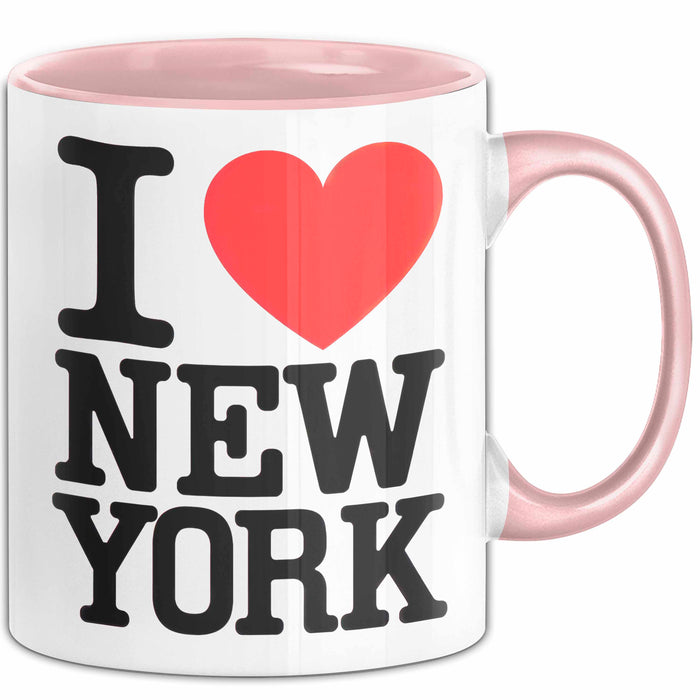 New York City USA Tasse Geschenk Lustige Geschenkidee Spruch Ich Liebe New York Rosa Trendation
