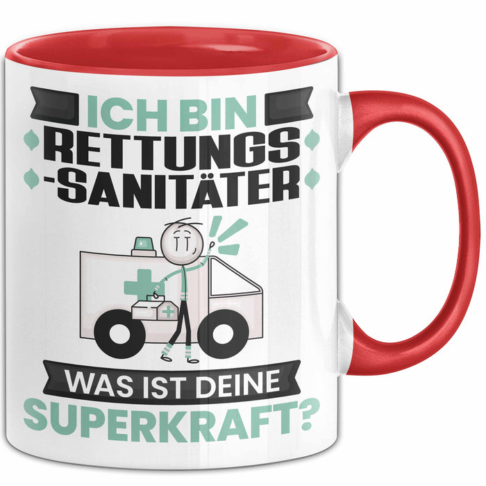 Rettungssanitäter Tasse Geschenk für Rettungssanitäter Geburtstag Lustiger Spruch Kaffee-Becher Was Ist Deine Superkraft Rot Trendation