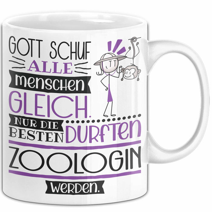 Zoologin Geschenk Becher Tasse Gott Schuf Alle Menschen Gleich Nur Die Besten Durfeten Zoologin Werden Geschenkidee Lustig Weiß Trendation