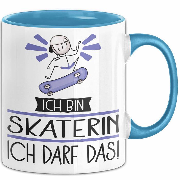 Geschenk für Skaterin Tasse Lustige Geschenkidee Geburtstag Ich Bin Skaterin Ich Darf Das Blau Trendation