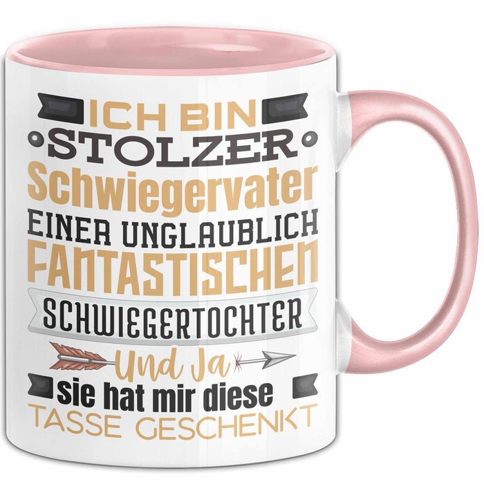 Schwiegervater Geschenk Von Schwiegertochter Geschenkidee Tasse Spruch Becher Rosa Trendation