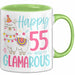 55er Geburtstag Tasse Geschenk Happy 55 And Glamarous Llama Alpaka Liebhaber Geschenkidee zum Geburtstag Grün Trendation
