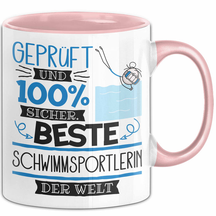 Beste Schwimmsportlerin Der Welt Tasse Geschenk für Eine Schwimmsportlerin Geprüft Und Sicher Geschenkidee Geburtstag Weihnachten Rosa Trendation