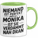 Monika Tasse Geschenk Niemand Ist Perfekt Monika Verdammt Nah Dran Geschenkidee Grün Trendation