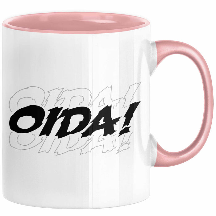 Oida Tasse Geschenk Bayern Kaffee-Becher Bayrisch Dialekt Rosa Trendation