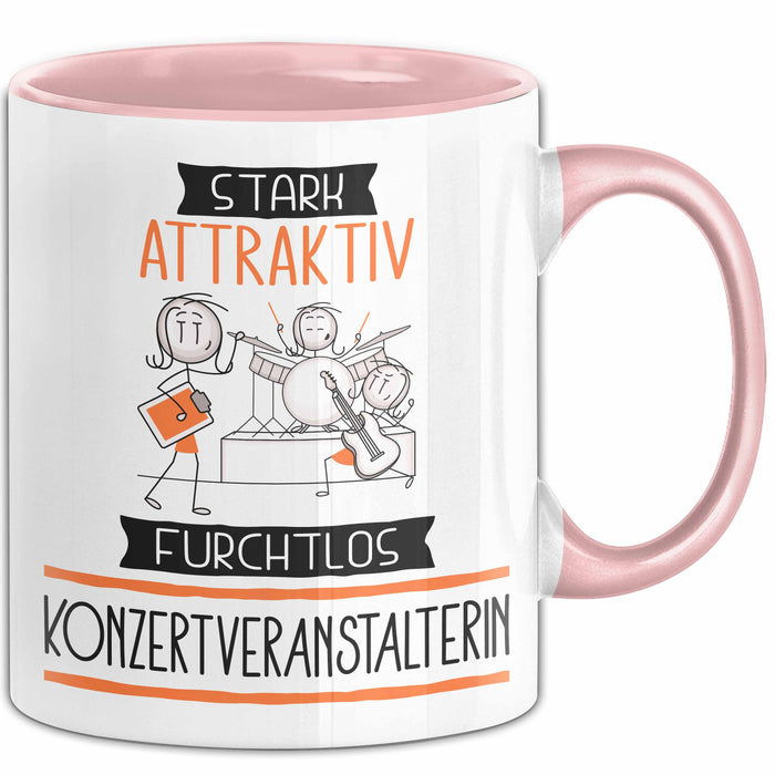 Konzertveranstalterin Tasse Geschenk Becher Stark Attraktiv Furchtlos Konzertveranstalterin Lustige Geschenkidee Rosa Trendation
