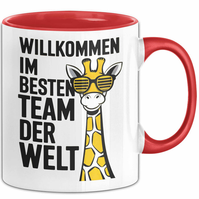 Office Arbeitskollege Tasse Geschenk Lustige Geschenkidee Spruch Willkommen Im Besten Team Der Welt Rot Trendation