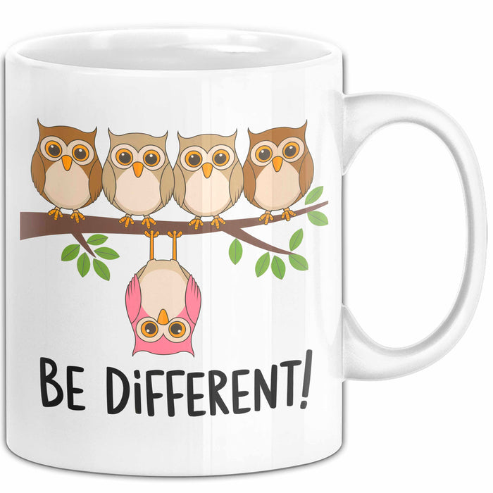 Eule Tierliebhaber Tasse Geschenk Lustige Geschenkidee Spruch Sei Anders Weiß Trendation