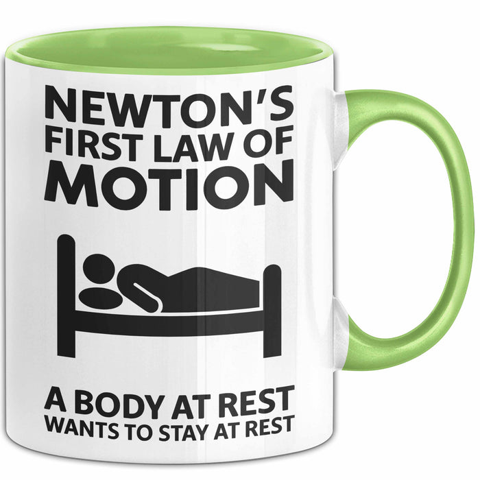 Physiker Tasse Geschenk Newtons Erstes Bewegungsgesetz Grün Trendation