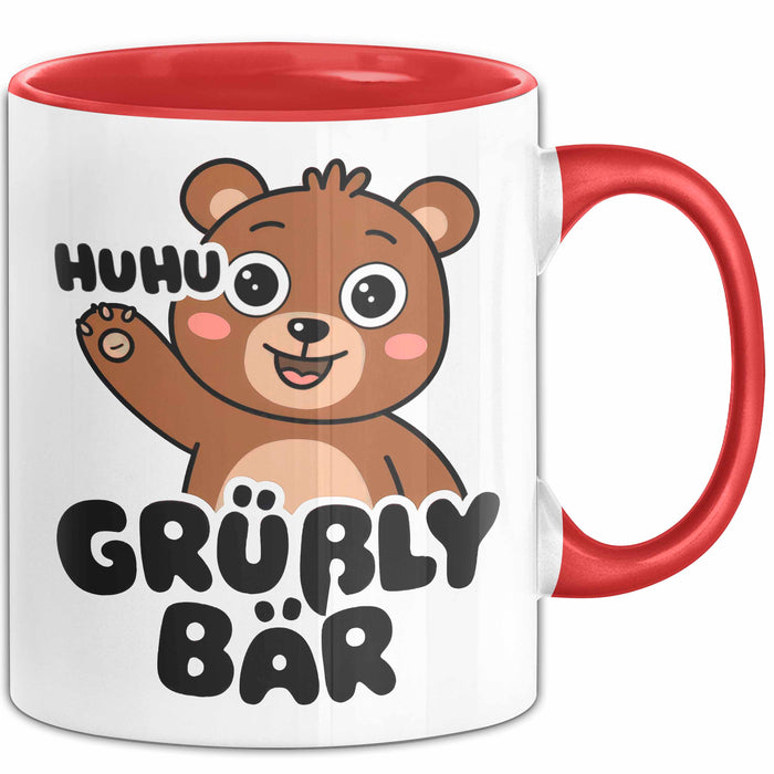 Sarkastischer Bär Tasse Geschenk Lustige Geschenkidee Spruch Grüßly Bär Rot Trendation