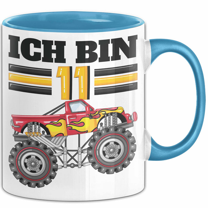 11. Geburtstag Geschenk Tasse Becher Jungs Trucks Geburtstagsgeschenk Ich Bin 11 Blau Trendation