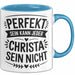 Christa Tasse Geschenk Perfekt Sein Kann Jeder Geschenkidee Geburtstag Blau Trendation