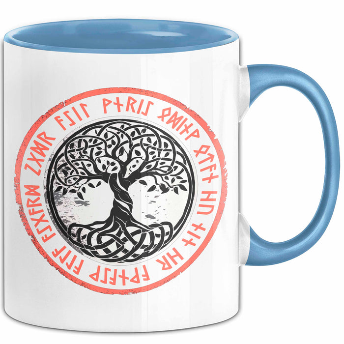 Keltischer Baum des Lebens Tasse Geschenk Geschenkidee Blau Trendation