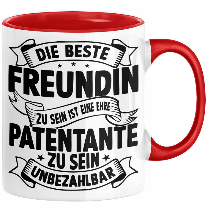 Patentante Geschenk Tasse Spruch Geschenkidee Beste Patentante Zu Sein Ist Unbezahlbar Kaffee-Becher Rot Trendation