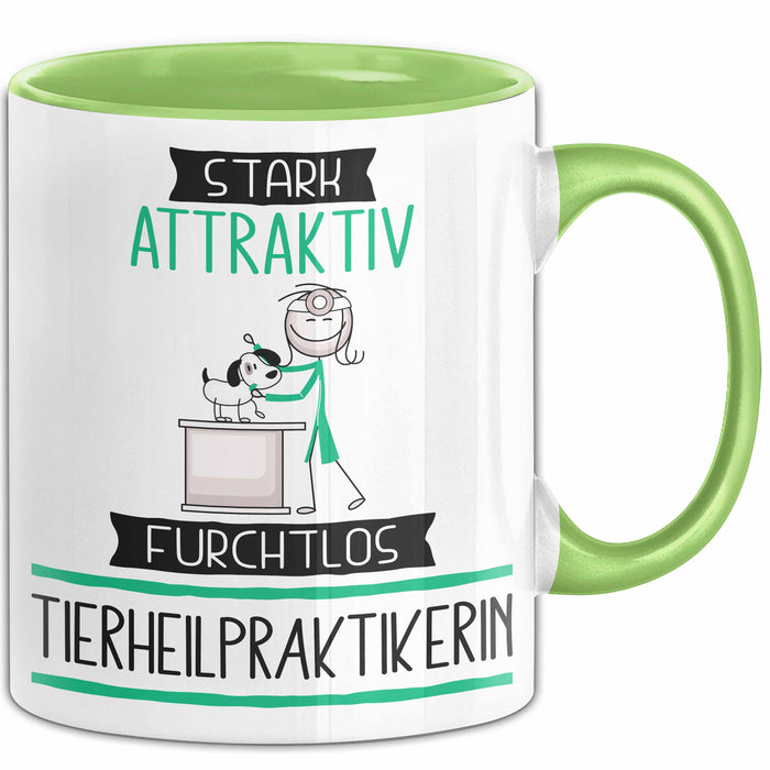 Tierheilpraktikerin Tasse Geschenk Becher Stark Attraktiv Furchtlos Tierheilpraktikerin Lustige Geschenkidee Grün Trendation
