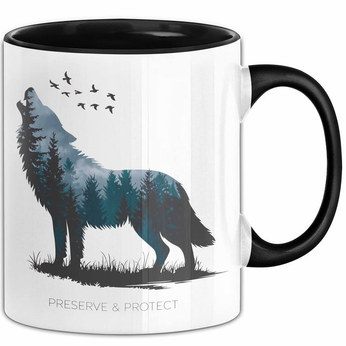 Klimaschutz Tasse Geschenk Erhalten Schützen Wolf Tiermotiv Trendation