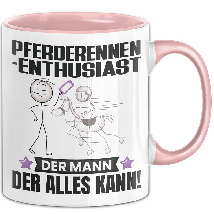 Pferderennen-Enthusiast Tasse Geschenk für Pferderennen-Enthusiast Der Mann Der Alles Kann Geschenkidee zum Geburtstag Rosa Trendation