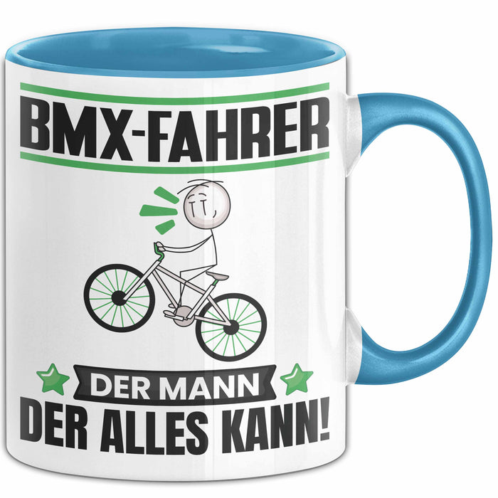 BMX-Fahrer Tasse Geschenk für BMX-Fahrer Der Mann Der Alles Kann Geschenkidee zum Geburtstag Blau Trendation