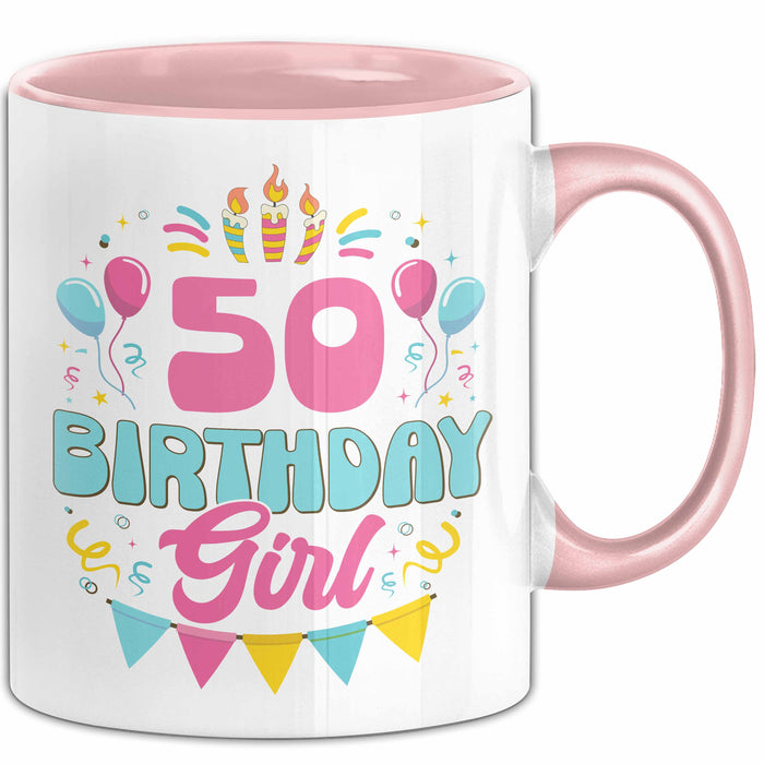 50. Geburtstag Tasse Frauen Mädchen Geschenkidee Lustig 50 Birthday Girl Lustiger Spruch Mutter Mama Rosa Trendation