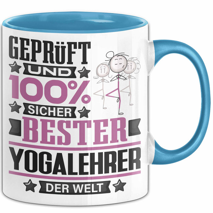 Yogalehrer Geschenk Lustiger Spruch für Yogalehrer Geschenkidee Bester Yogalehrer Der Welt Blau Trendation