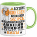 Abenteurreisender Geschenk Tasse Lustiger Spruch Erheben Sie Sich Der Abenteurreisender Betritt den Raum Grün Trendation