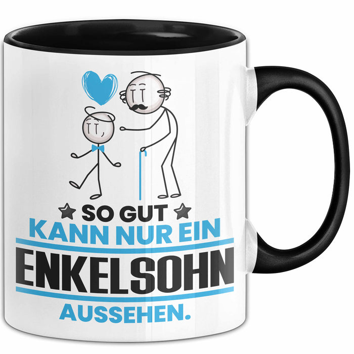 Enkelsohn Geschenk Tasse So Gut Kann Nur Ein Enkelsohn Aussehen Geschenkidee Kaffee-Becher Schwarz Trendation
